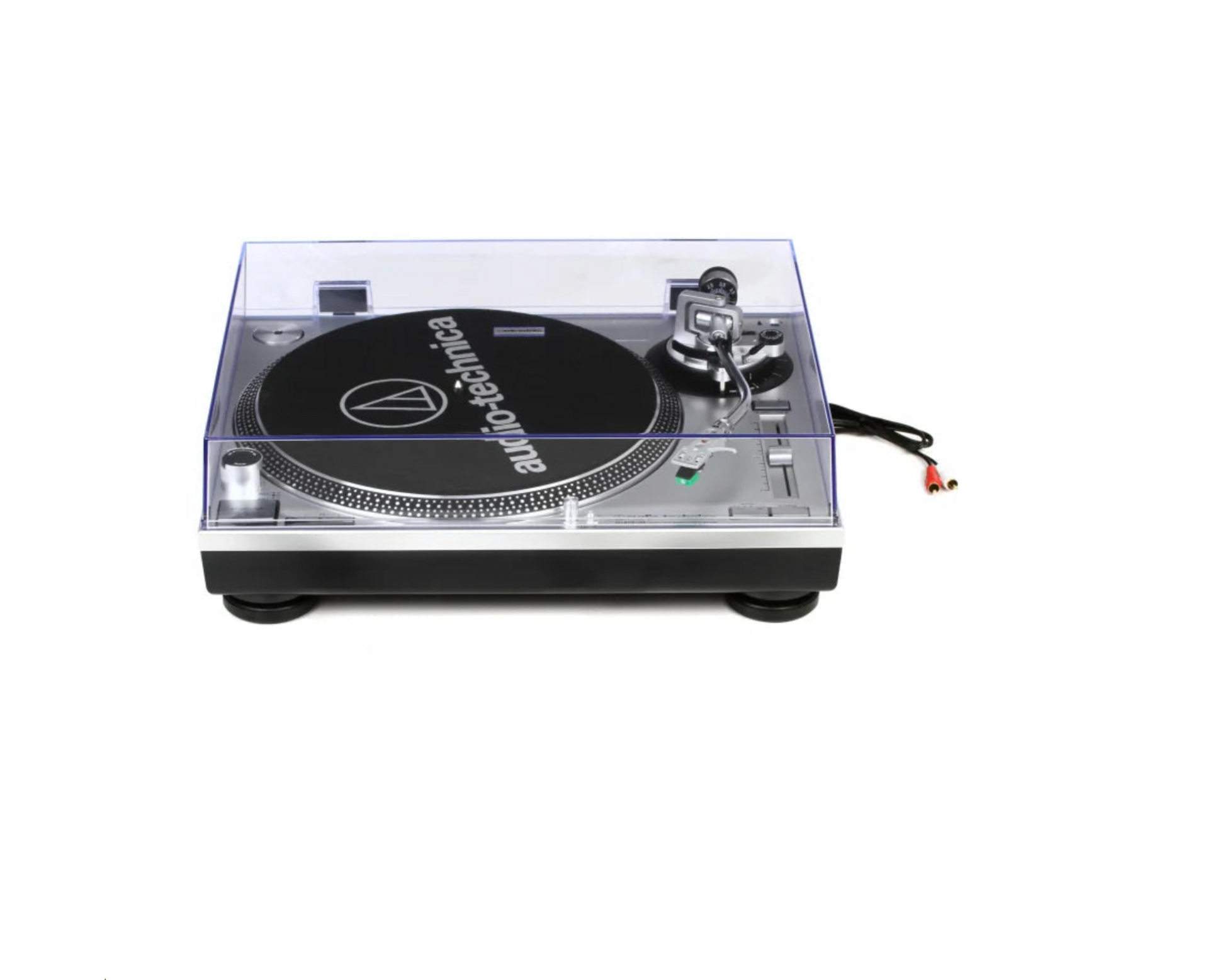audio-technica turntable with a dark interface.