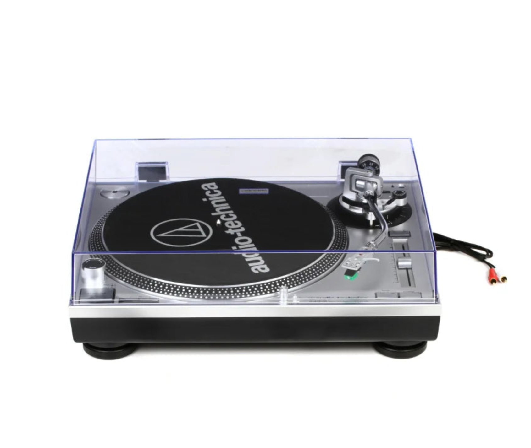 audio-technica turntable with a dark interface.